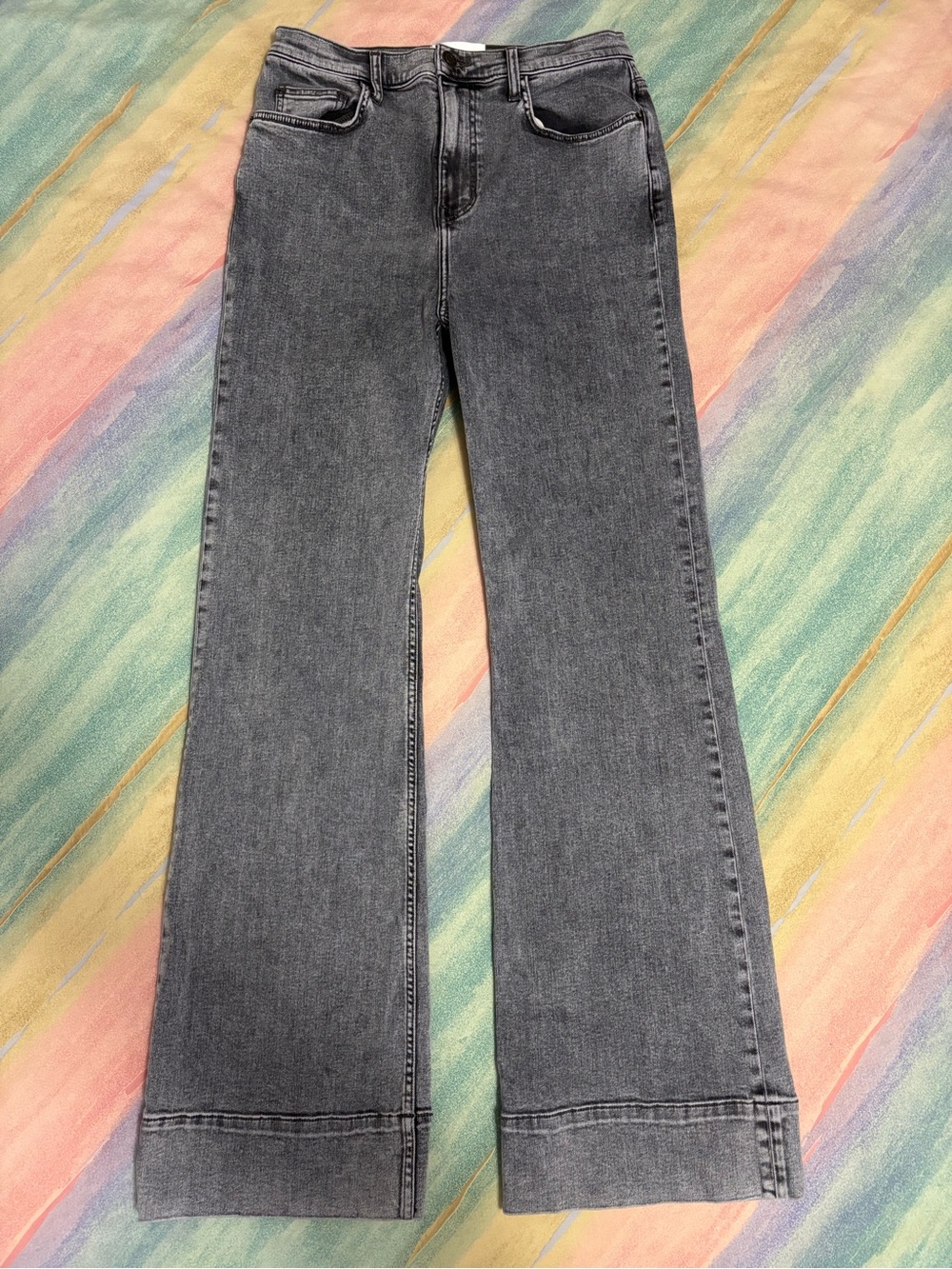 Current/Elliott The Navigator Wide Leg Jeans black wash gray size 30